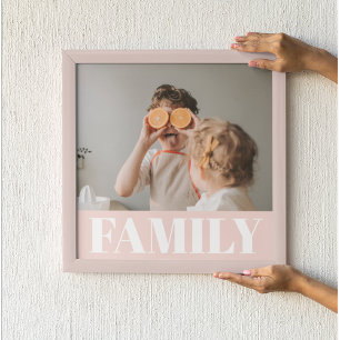 Modern Pastel Pink Family Photo Gift Poster