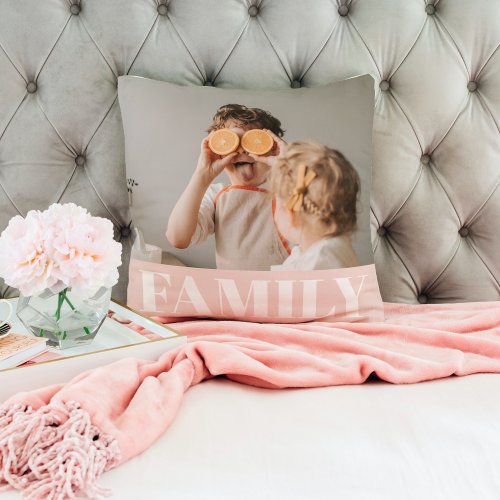 Modern Pastel Pink Family Photo Gift Throw Pillow