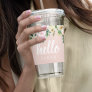 Modern Pastel Pink Flowers Hello And You Name Acrylic Tumbler