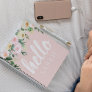 Modern Pastel Pink Flowers Hello And You Name Notebook