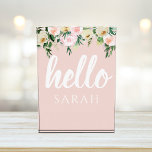 Modern Pastel Pink Flowers Hello And You Name Photo Block<br><div class="desc">Modern Pastel Pink Flowers Hello And You Name</div>