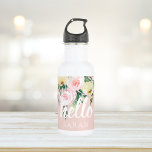 Modern Pastel Pink Flowers Hello And You Name Stainless Steel Water Bottle<br><div class="desc">Modern Pastel Pink Flowers Hello And You Name</div>