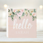 Modern Pastel Pink Flowers Hello And You Name Wooden Box Sign<br><div class="desc">Modern Pastel Pink Flowers Hello And You Name</div>