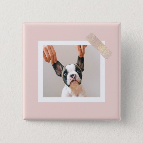 Modern Pastel Pink Frame  Personal Dog Photo Button