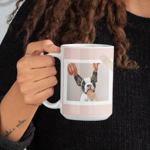 Modern Pastel Pink Frame Personal Dog Photo Coffee Mug