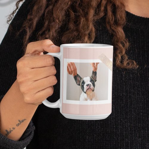 Modern Pastel Pink Frame  Personal Dog Photo Coffee Mug