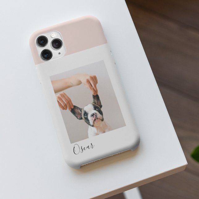 Modern Pastel Pink Frame | Personal Dog Photo iPhone Case (Creator Uploaded)