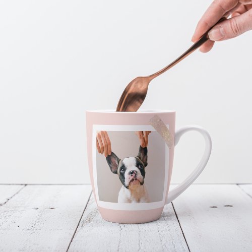 Modern Pastel Pink Frame  Personal Dog Photo Latte Mug