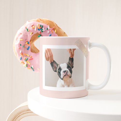 Modern Pastel Pink Frame  Personal Dog Photo Mug