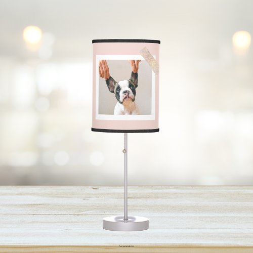 Modern Pastel Pink Frame  Personal Dog Photo Table Lamp