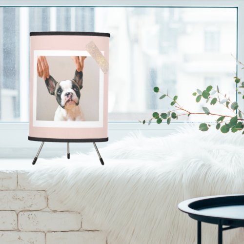 Modern Pastel Pink Frame  Personal Dog Photo Tripod Lamp