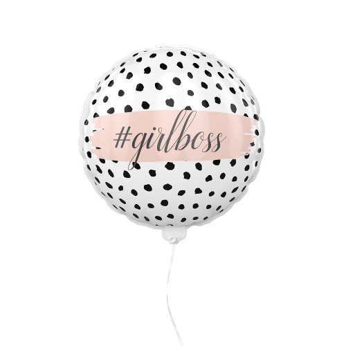 Modern Pastel Pink Girl Boss  Black Dots Balloon