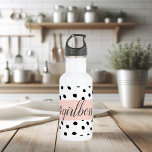 Modern Pastel Pink Girl Boss & Black Dots Stainless Steel Water Bottle<br><div class="desc">Modern Pastel Pink Girl Boss & Black Dots</div>