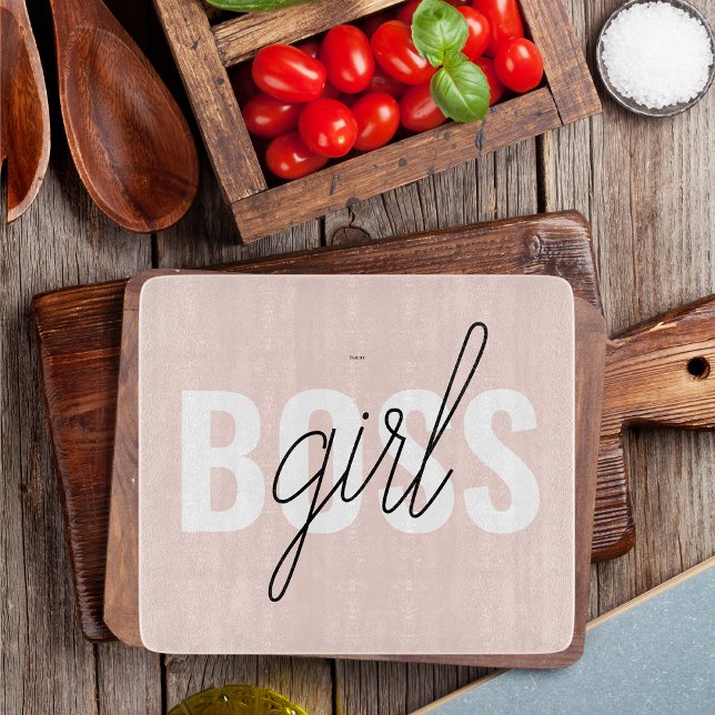 Modern Pastel Pink Girl Boss Phrase Cutting Board (Creator Uploaded)