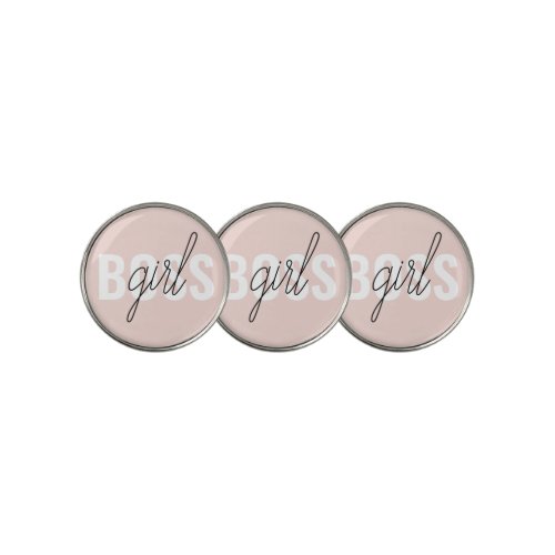 Modern Pastel Pink Girl Boss Phrase Golf Ball Marker