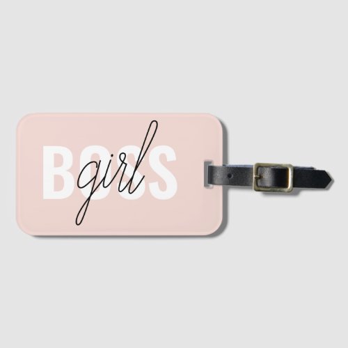 Modern Pastel Pink Girl Boss Phrase Luggage Tag