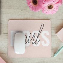 Modern Pastel Pink Girl Boss Phrase Mouse Pad