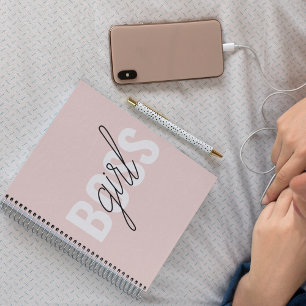 Modern Pastel Pink Girl Boss Phrase Notebook