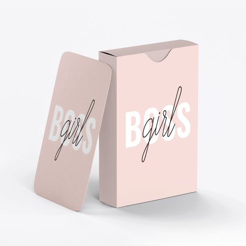Modern Pastel Pink Girl Boss Phrase Playing Cards