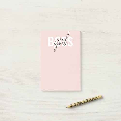 Modern Pastel Pink Girl Boss Phrase Post_it Notes