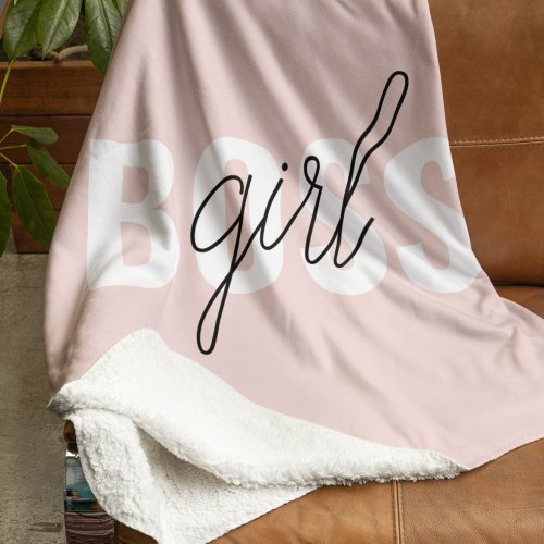 Modern Pastel Pink Girl Boss Phrase Sherpa Blanket