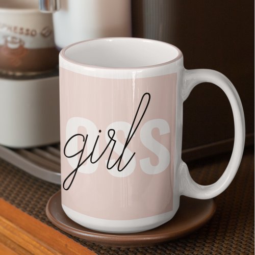 Modern Pastel Pink Girl Boss Phrase Two_Tone Coffee Mug