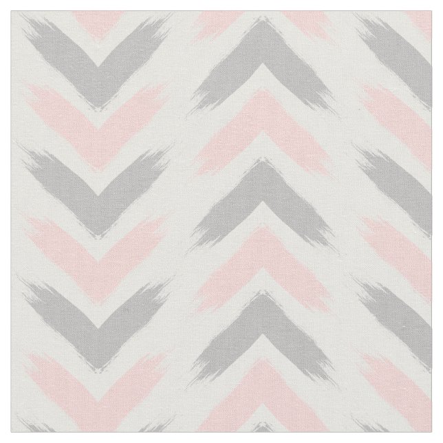 Modern pastel pink gray arrow brushstrokes pattern fabric (Close Up)