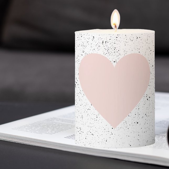 Modern Pastel Pink & Heart Lovely Gift Pillar Candle (Creator Uploaded)