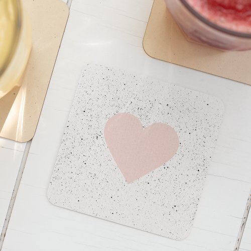 Modern Pastel Pink  Heart Lovely Gift Square Paper Coaster