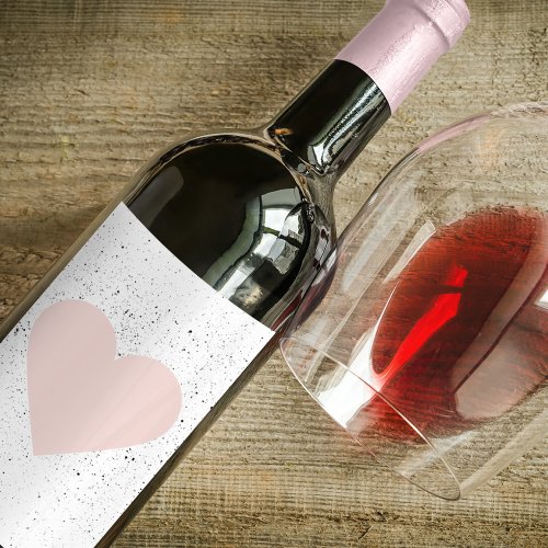 Modern Pastel Pink  Heart Lovely Gift Wine Label