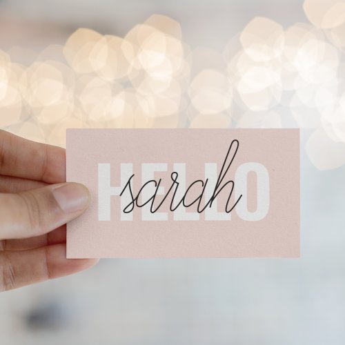 Modern Pastel Pink Hello And You Name Business Card