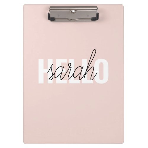 Modern Pastel Pink Hello And You Name Clipboard