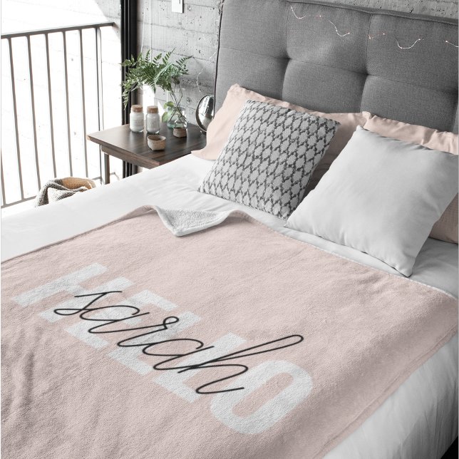 Modern Pastel Pink Hello And You Name Fleece Blanket (Creator Uploaded)