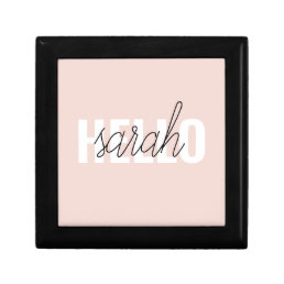 Modern Pastel Pink Hello And You Name Gift Box