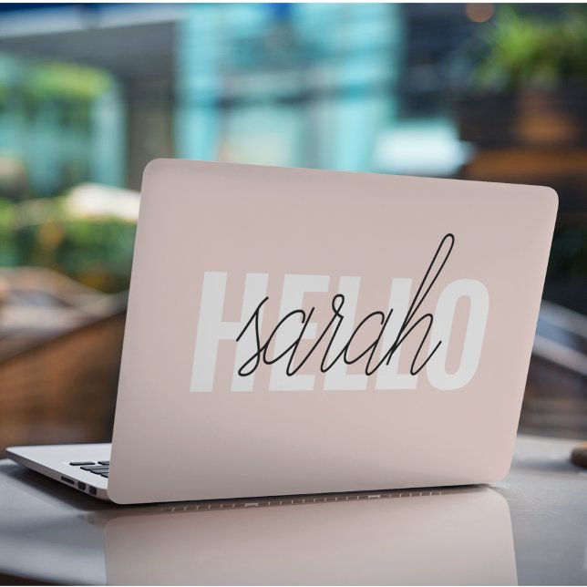 Modern Pastel Pink Hello And You Name HP Laptop Skin (Creator Uploaded)