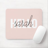 Modern Pastel Pink Hello And You Name Mouse Pad (With Mouse)