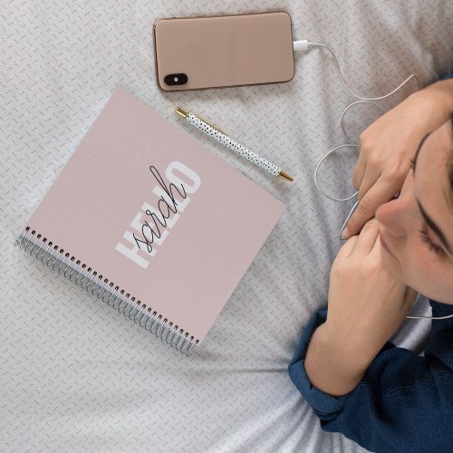 Modern Pastel Pink Hello And You Name Notebook