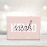 Modern Pastel Pink Hello And You Name Photo Block<br><div class="desc">Modern Pastel Pink Hello And You Name</div>