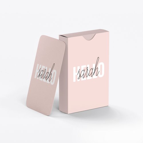Modern Pastel Pink Hello And You Name Poker Cards
