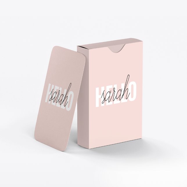 Modern Pastel Pink Hello And You Name Poker Cards (Creator Uploaded)