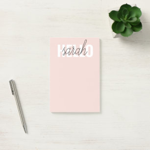 Modern Pastel Pink Hello And You Name Post-it Notes