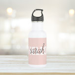 Modern Pastel Pink Hello And You Name Stainless Steel Water Bottle<br><div class="desc">Modern Pastel Pink Hello And You Name</div>