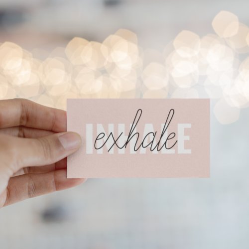 Modern Pastel Pink Inhale Exhale Quote Business Card