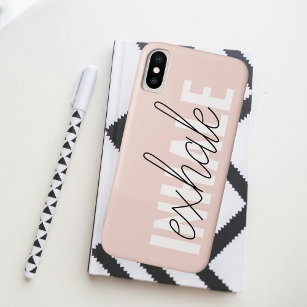 Modern Pastel Pink Inhale Exhale Quote iPhone XS Case