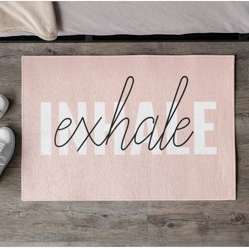 Modern Pastel Pink Inhale Exhale Quote Doormat