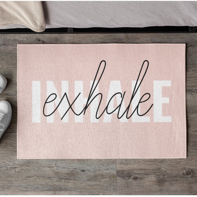 Modern Pastel Pink Inhale Exhale Quote Doormat (Creator Uploaded)
