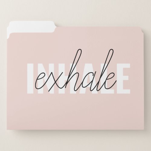 Modern Pastel Pink Inhale Exhale Quote File Folder