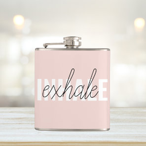 Modern Pastel Pink Inhale Exhale Quote Flask