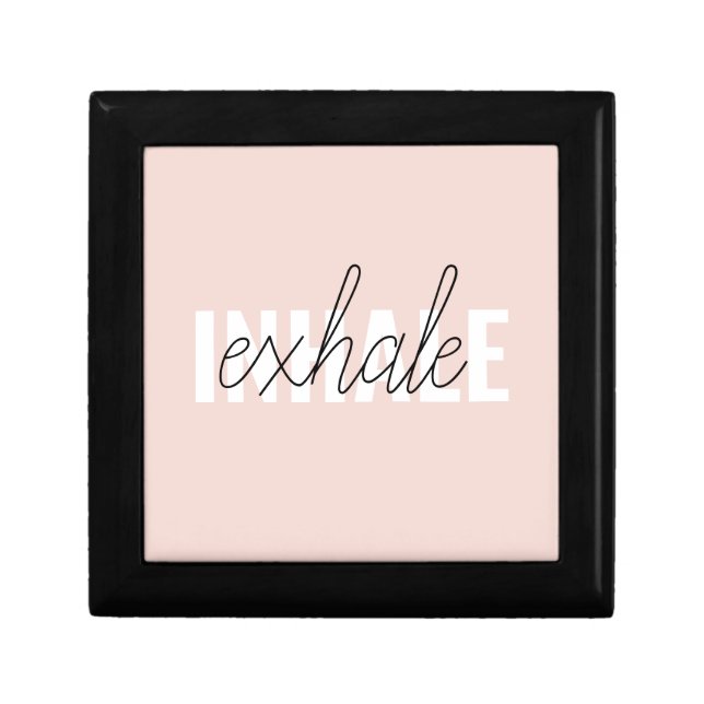 Modern Pastel Pink Inhale Exhale Quote Gift Box (Front)