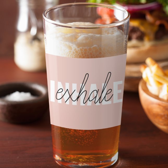 Modern Pastel Pink Inhale Exhale Quote Glass (Creator Uploaded)